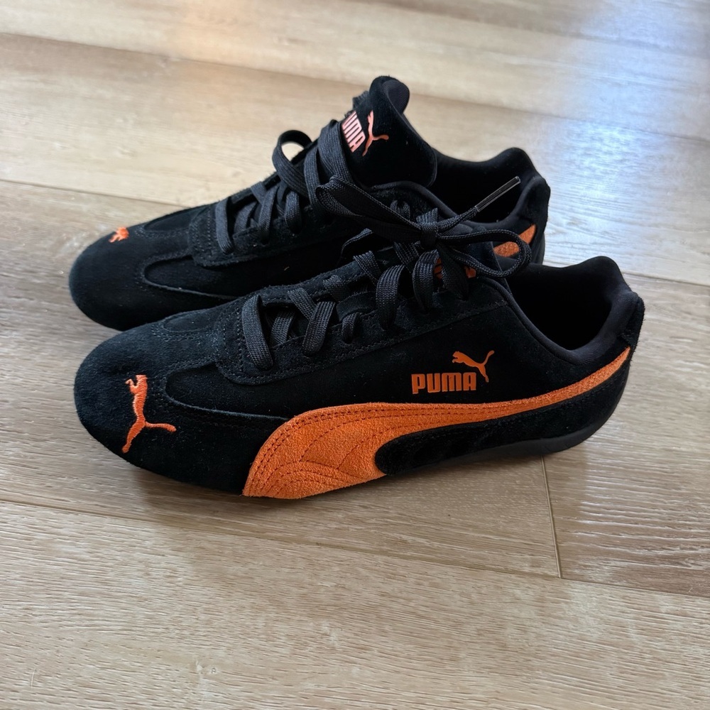 Puma Speedcat OG sneakers in the Black Rickie Orange women’s size 7 LIKE NEW